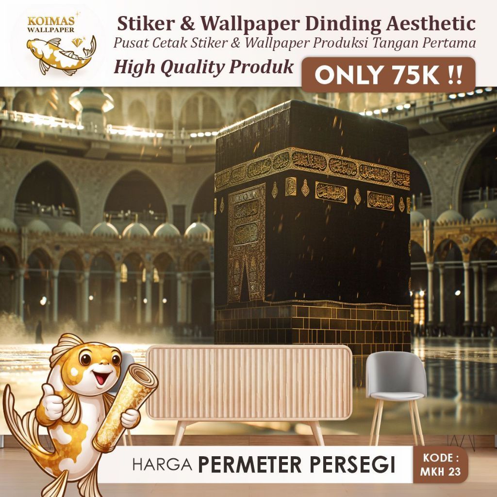 Wallpaper Ka'bah Dekorasi Dinding Ruang Tamu Wallpaper Ka'bah Bahan Stiker Vynil Sudah Dilengkapi Le