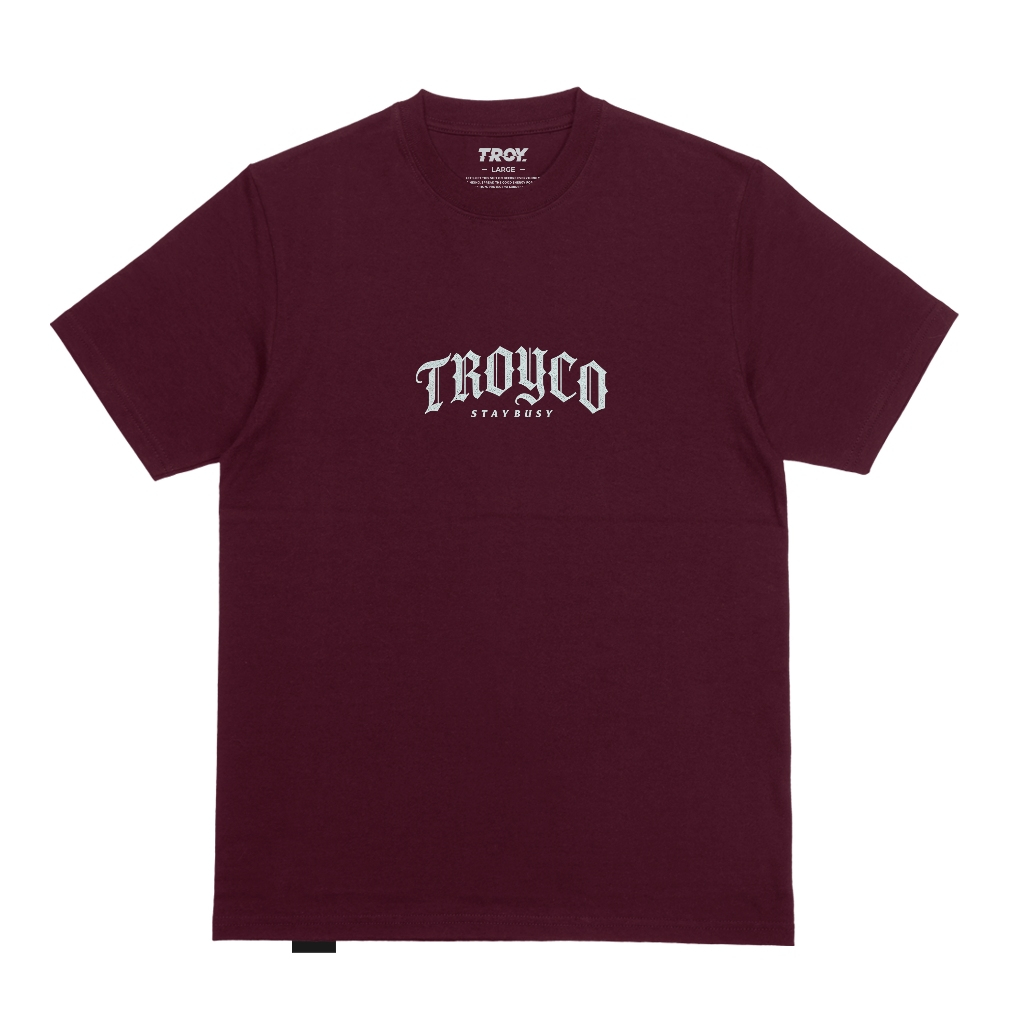 Troy Company T-Shirt Maroon Medieval - Kaos Pria Lengan Pendek Merah Maroon MTD 3671