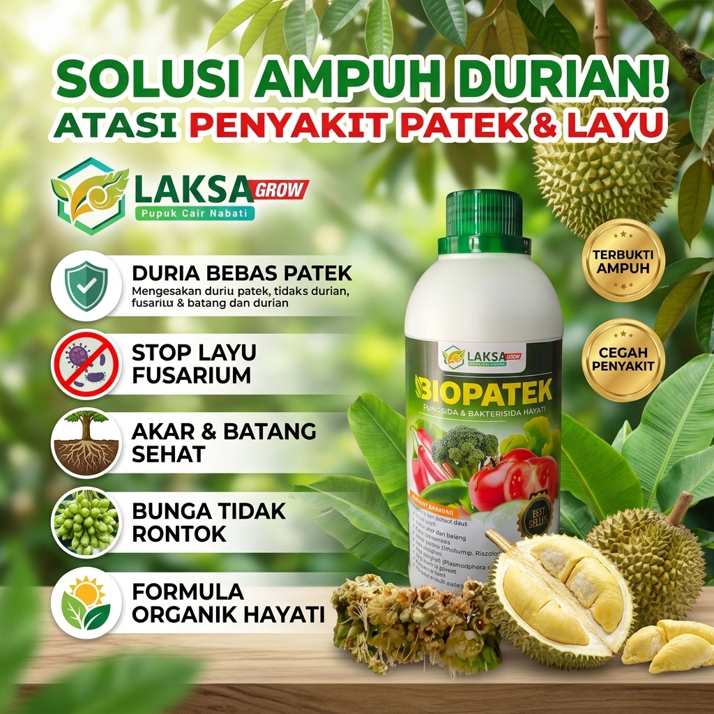 BIOPATEK 500ML Obat Layu Fusarium pada Durian Fungisida Bakterisida Hayati Organik Atasi Patek Busuk
