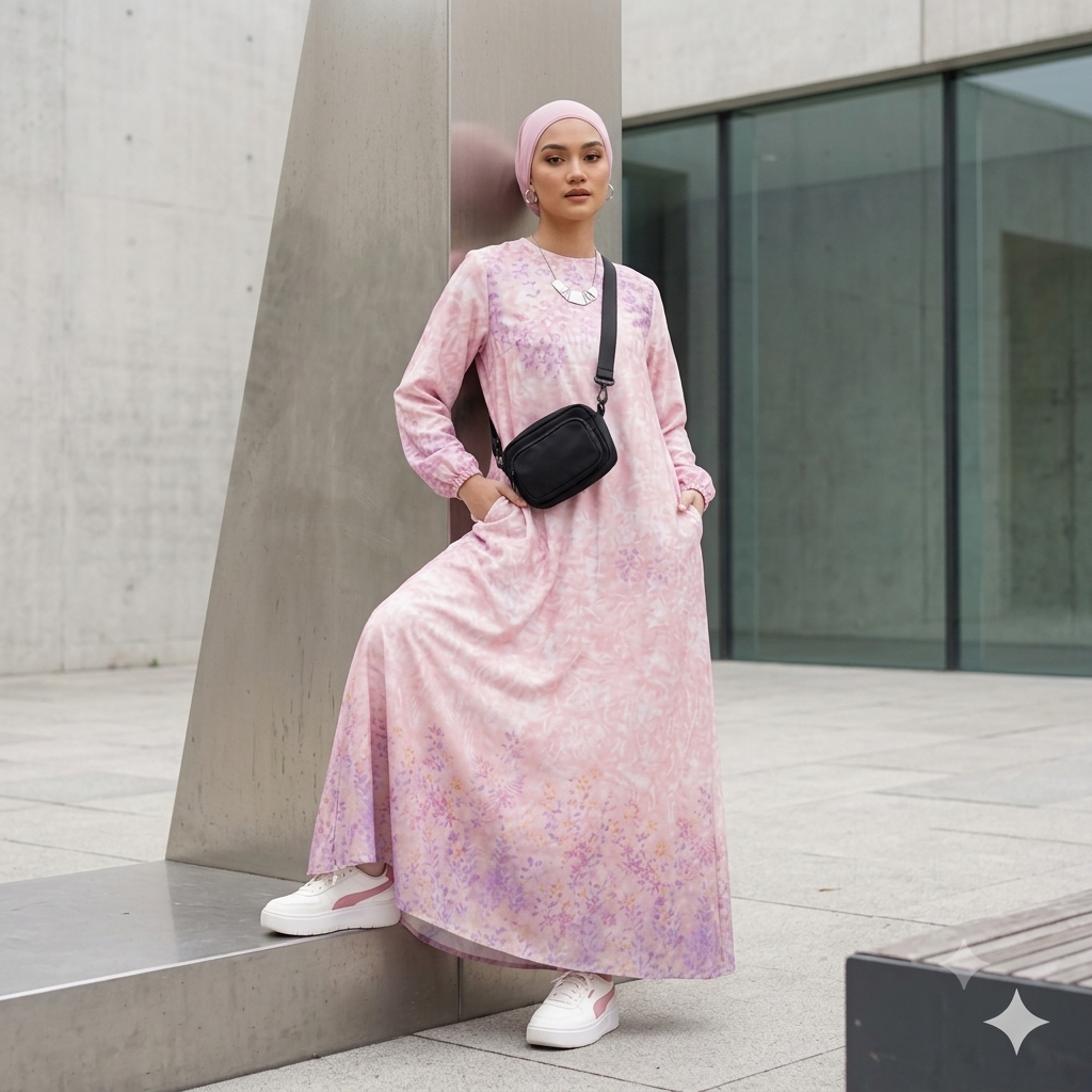 Dress Motif - Dress Silk Motif -  Nirmala Dress - Dress motif Silk lembut Set Hijab