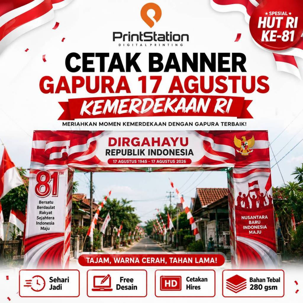 Cetak Banner Gapura 17 Agustus Banner Kemerdekaan RI