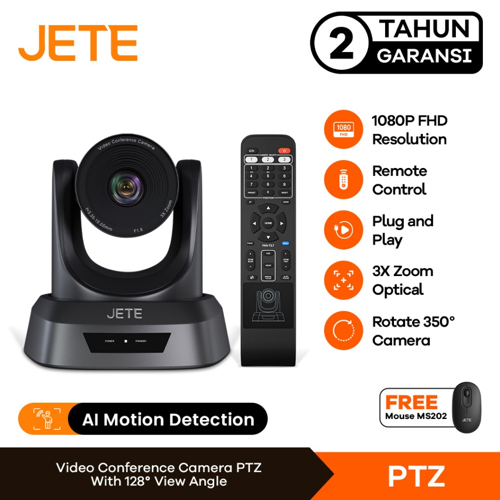 Video Conference Camera Cam Webcam JETE PTZ 3x Zoom - Garansi Resmi 2 Tahun