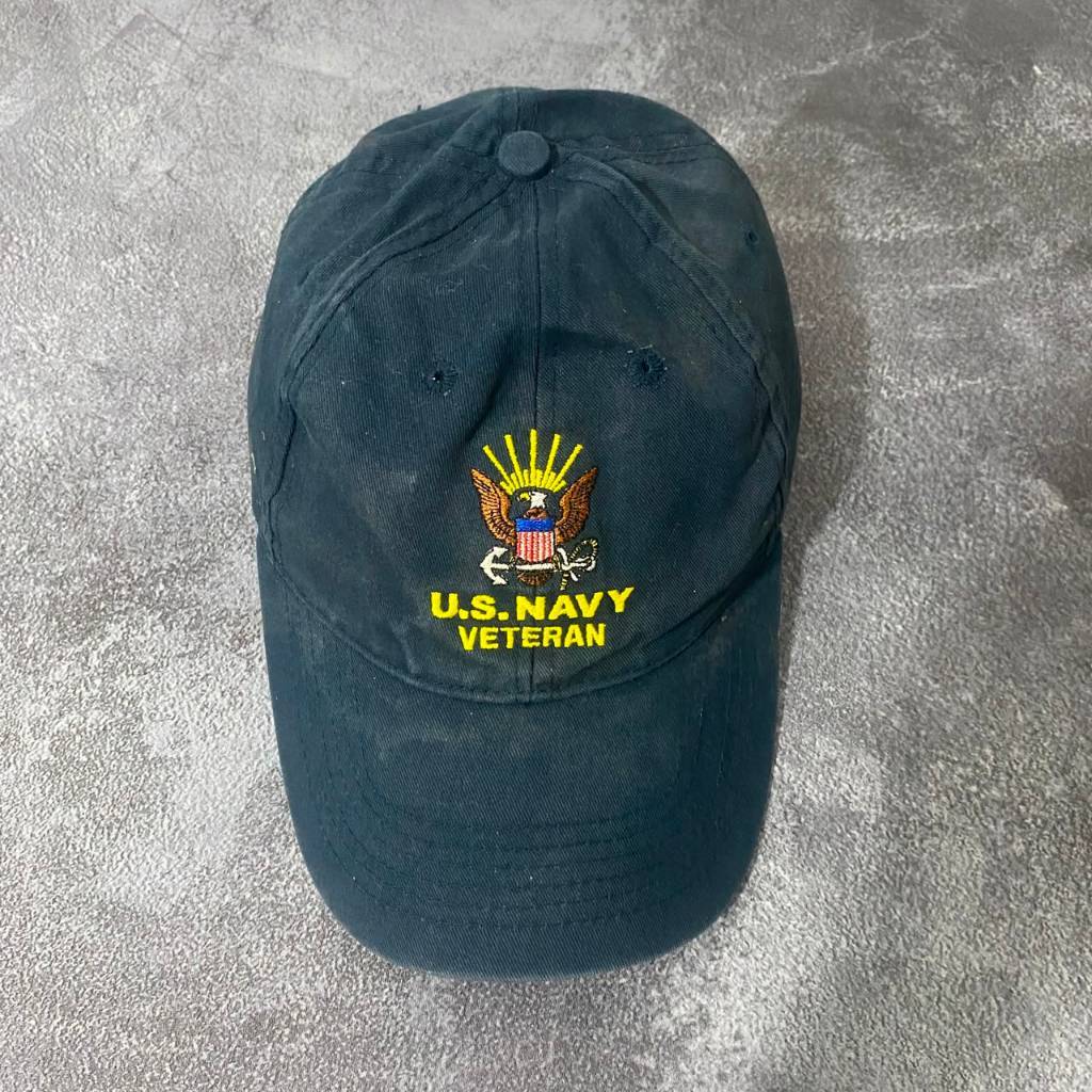 Topi U.S. Navy Veteran Vintage Thrift Bordir Eagle Navy Blue