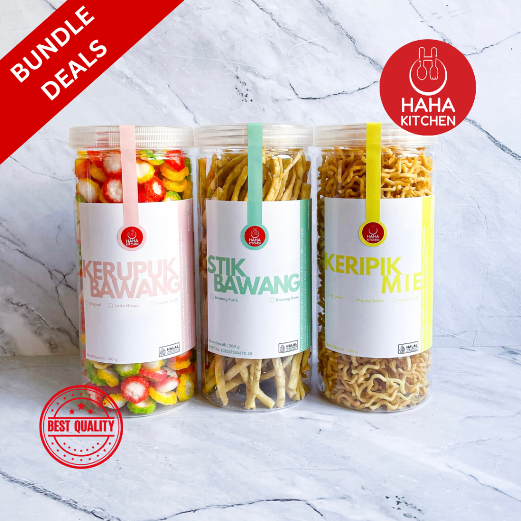 Haha Kitchen - Bundle SKM Stik Bawang Kerupuk Bawang Keripik Mie  Hemat Renyah Halal Gurih Snack Cem