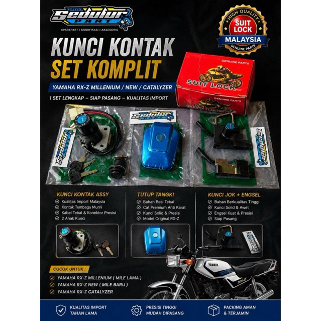 Kunci Kontak Assy Rxz Kunci Kontak Set Komplit Jok Tangki Yamaha RXZ RZR Import Malaysia