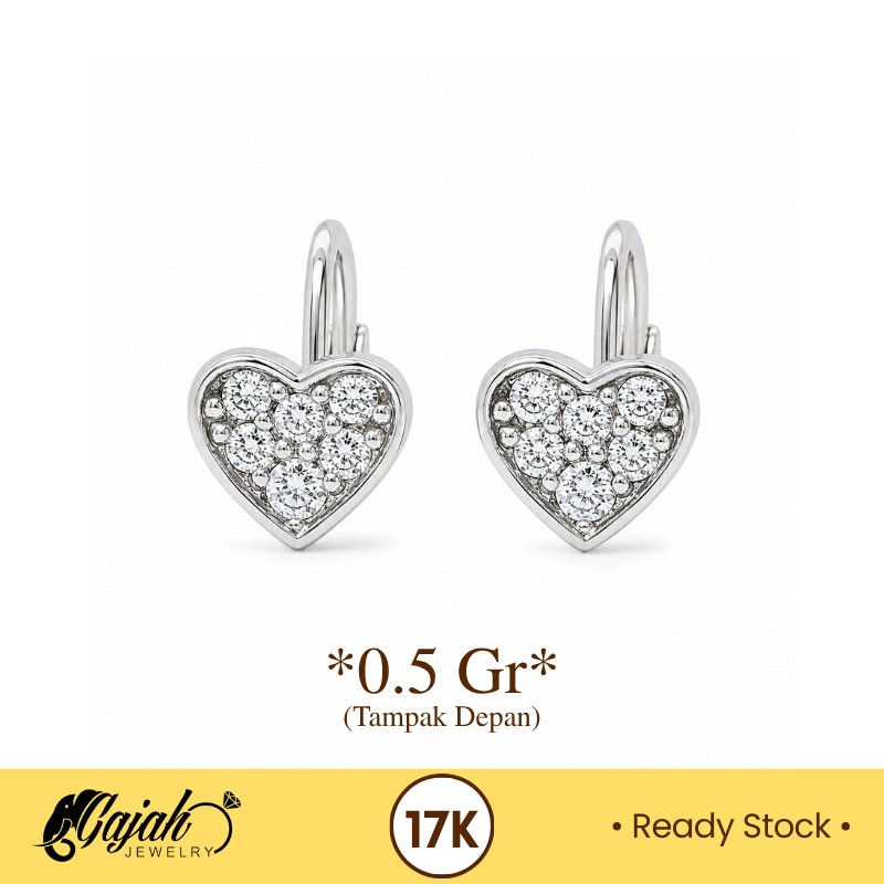 Anting Toge Model Hati Emas 17K -  0.5 Gram