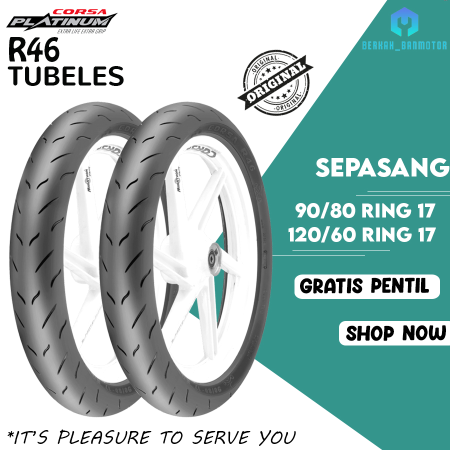 Paket Ban Soft Compound Motor Sport - Supermoto CORSA R46 PLATINUM 90/80-17 + 120/60-17 Tubeless