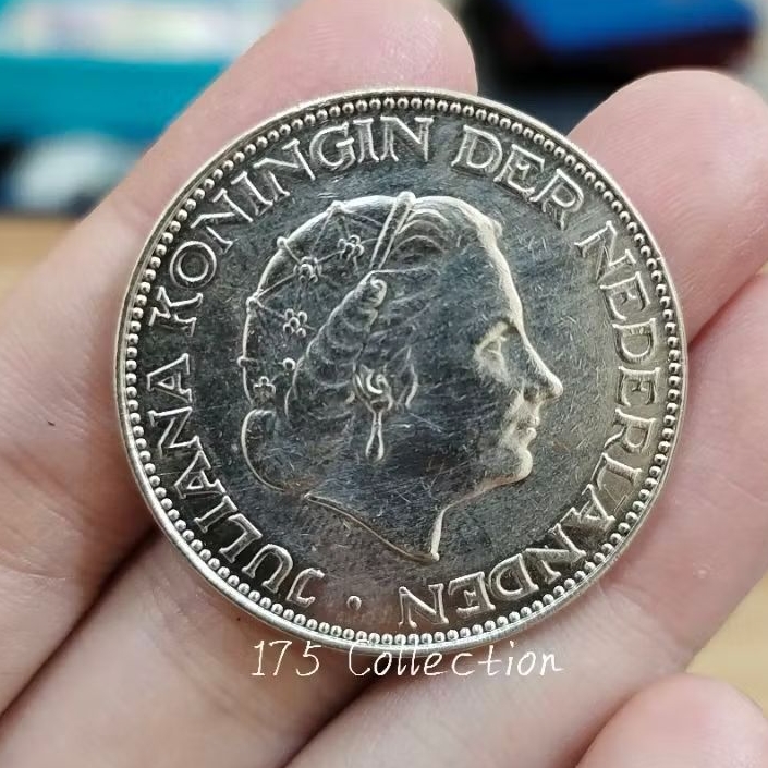 Koin Perak Belanda 2,5 Gulden Ratu Juliana Tahun 1962 Asli