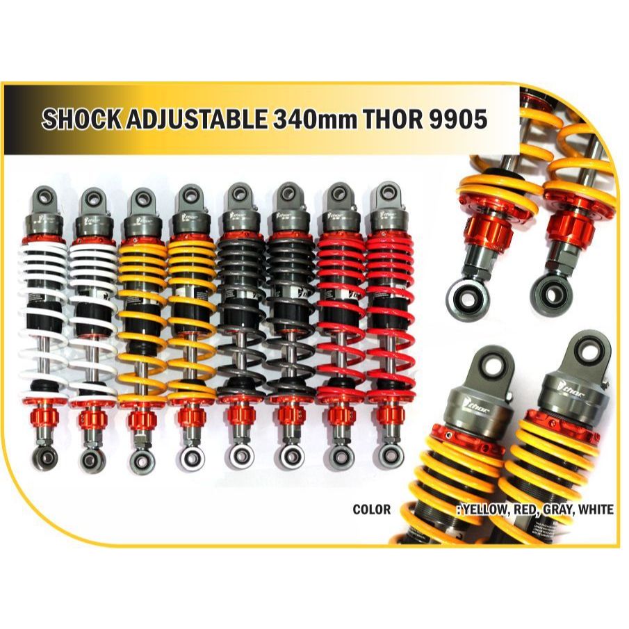 Shock Adjustable 340mm THOR 9905 Shockbreaker Belakang Motor Universal Suspensi Racing Adjustable