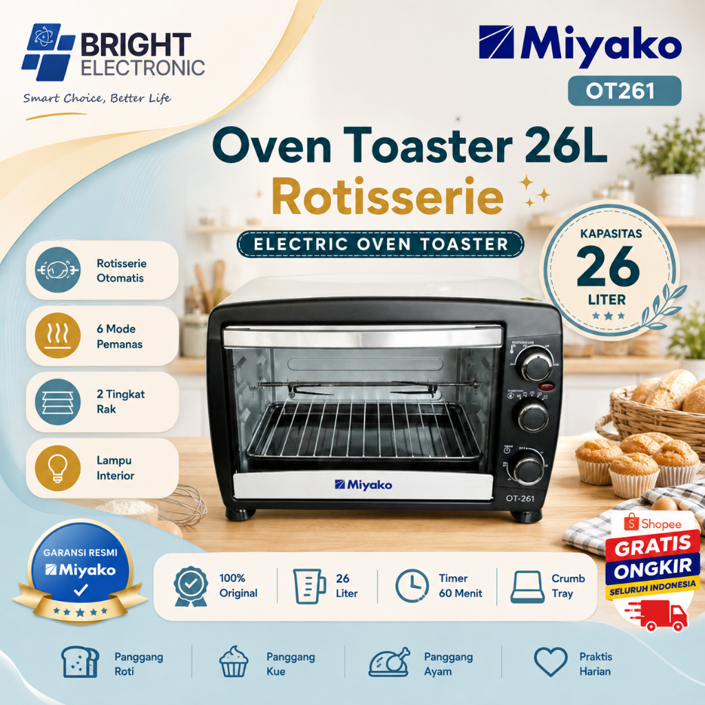 Oven Toaster Miyako OT261 26L/OT-261/OT 261/Oven Miyako/Miyako Oven/Oven Toaster/Oven Murah Miyako