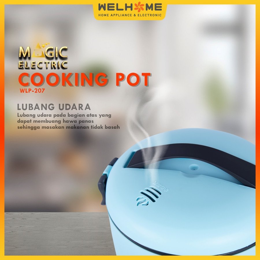 WELHOME Panci Listrik Multifungsi Anti Lengket Daya Rendah Cooking Pot Alat Masak Listrik Anak Kost 
