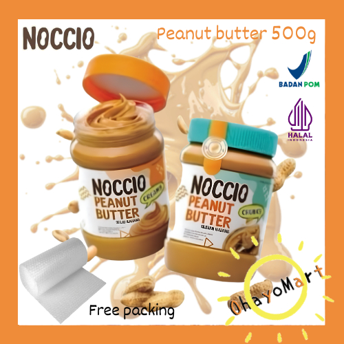 Noccio Peanut Butter Creamy & Chunky / Selai Kacang Halus & Kasar 500g