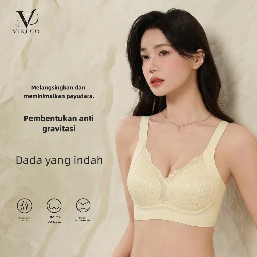 Vireco Cawan bulat bra romantis cangkir lunak pakaian dalam renda anti penurunan bra tanpa jejak mus