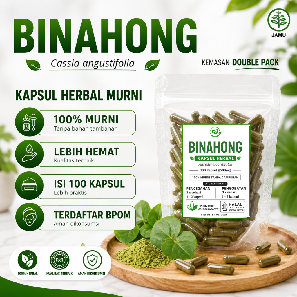 BINAHONG 100 Kapsul Herbal Obat Pengering Luka Pasca Operasi, Caesar, Luka Bakar & Luka Dalam Ampuh