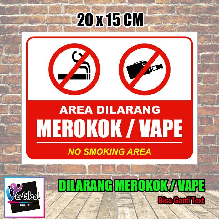 Stiker Vinyl K3 Petunjuk Area Dilarang Merokok / Vape / Rokok Elektrik Sticker Tahan Air, Mudah Dile