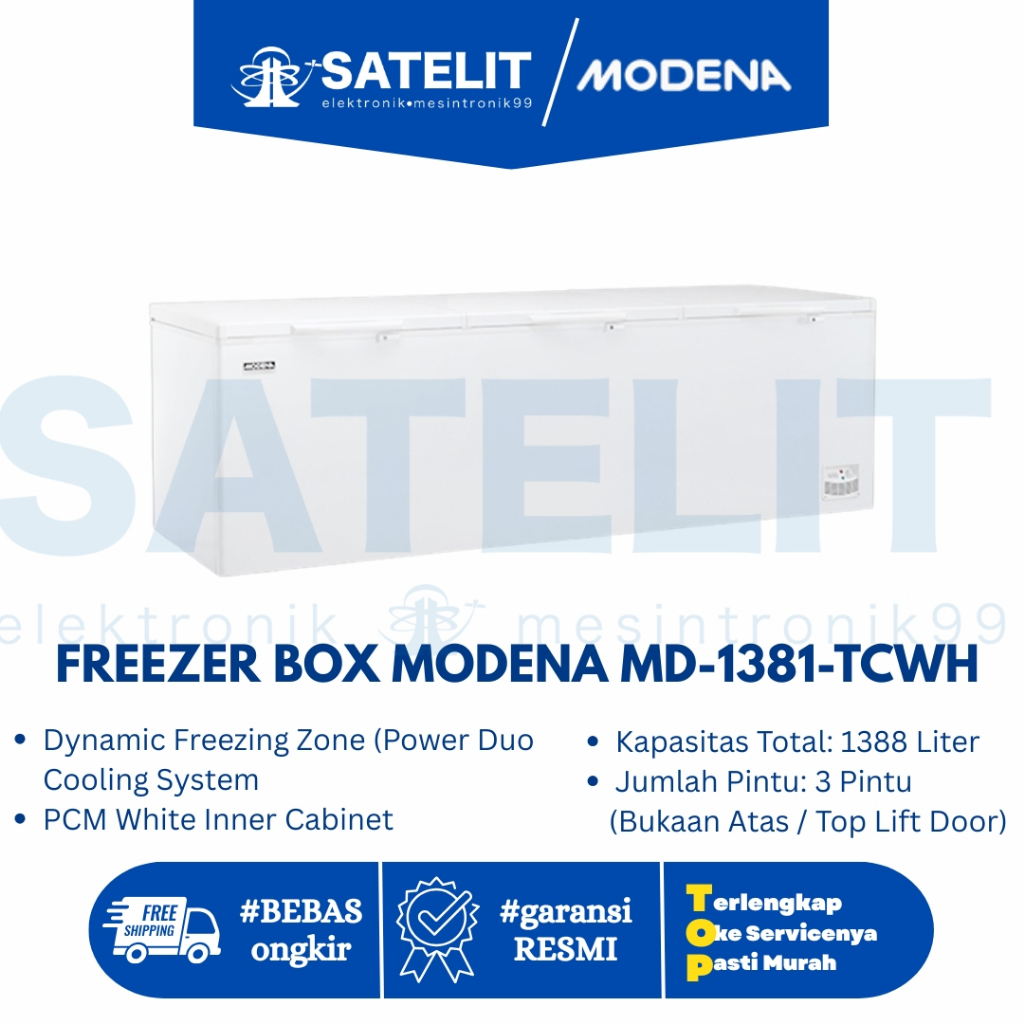 FREEZER BOX MODENA MD-1381-TCWH - Professional Chest Freezer Box Jumbo 1300L 1388L Pembeku Es Krim F