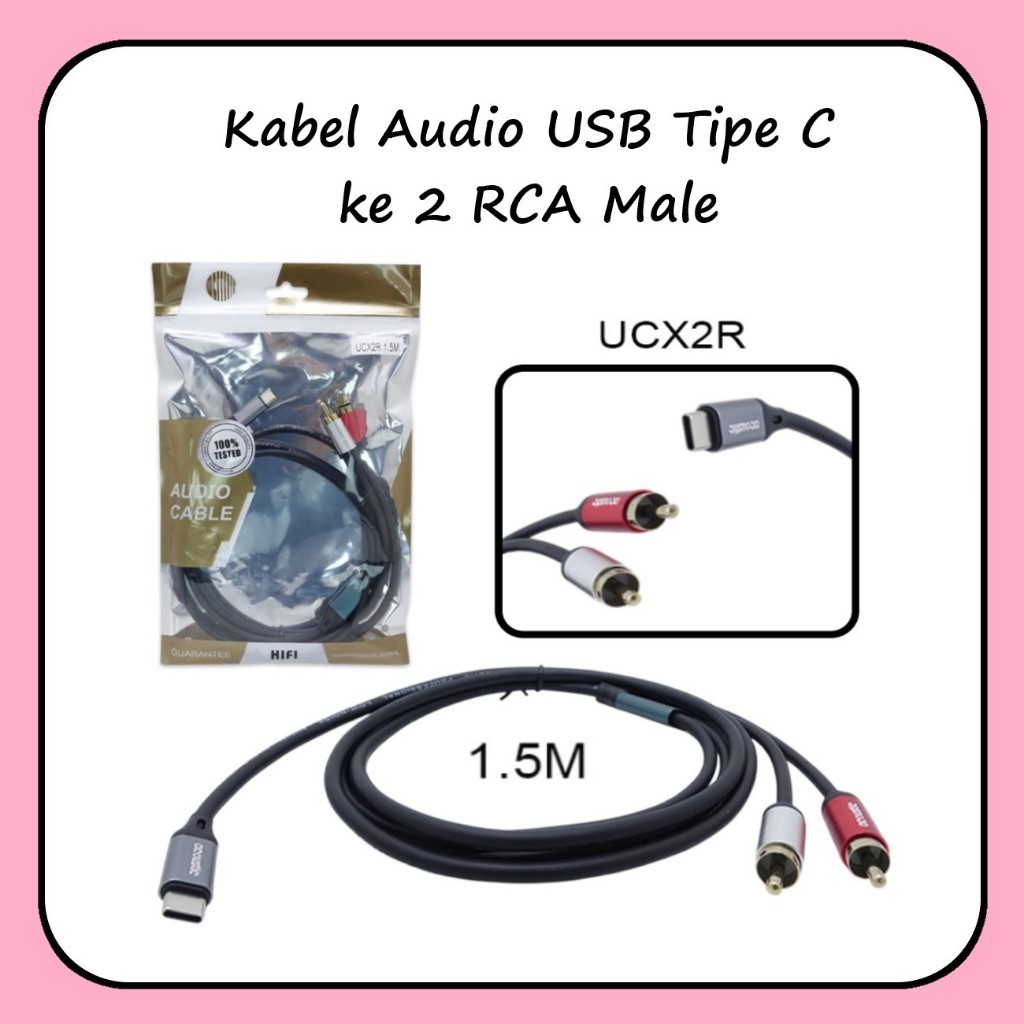 AUTO NET Kabel Audio Type C To RCA 1.5 M - Kabel Usb-C to 2 RCA Male Audio Sound Card