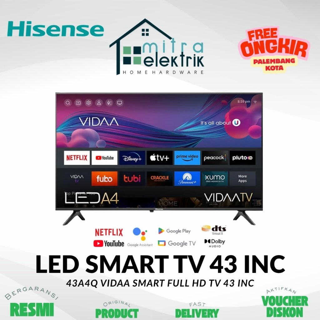 LED TV HISENSE 43A4Q Vidaa Smart TV 43 Inc Bezelless Design Full HD TV