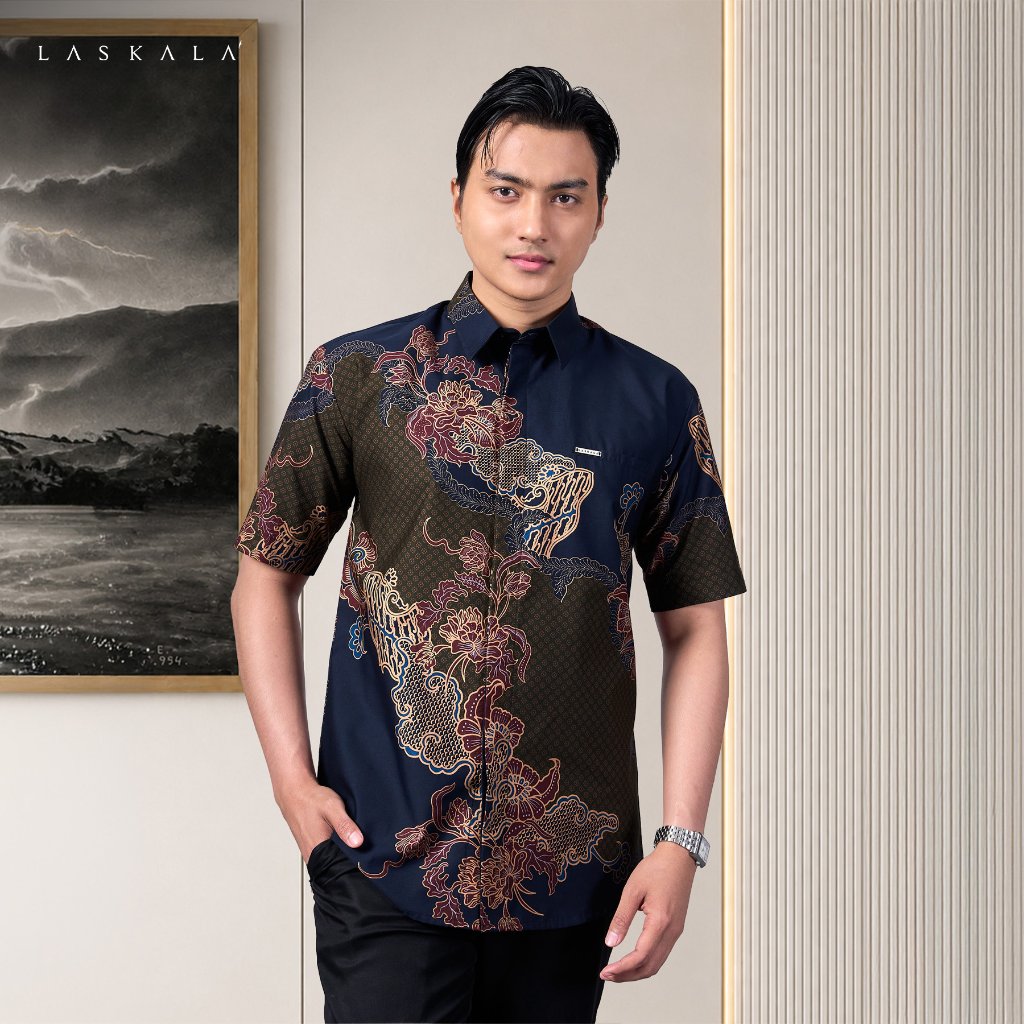 Laskala Batik Premium Naraya Kemeja Batik Pria Slimfit Lengan Pendek