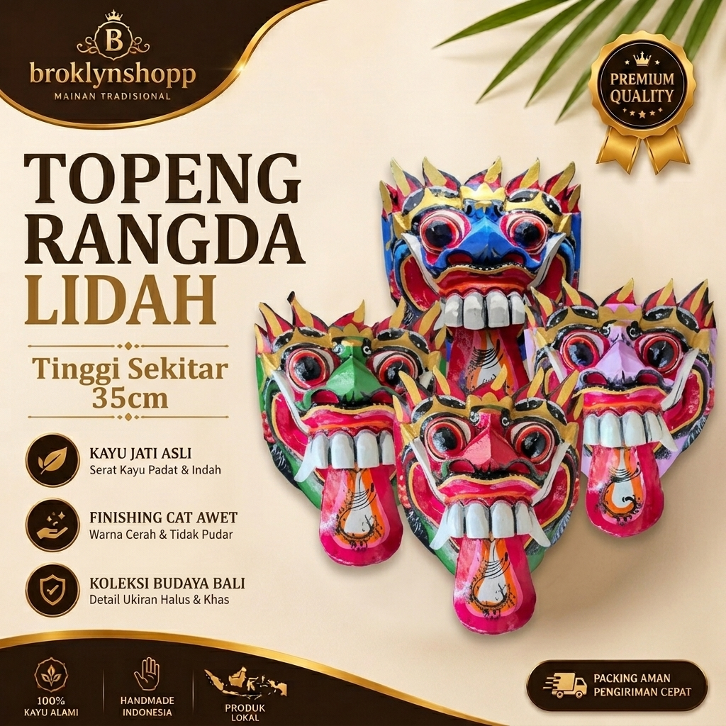 Topeng Rangda Lidah - Topeng Rangda - Rangda Bali - Topeng Bali - Topeng Kayu - Topeng Leak Bali - P