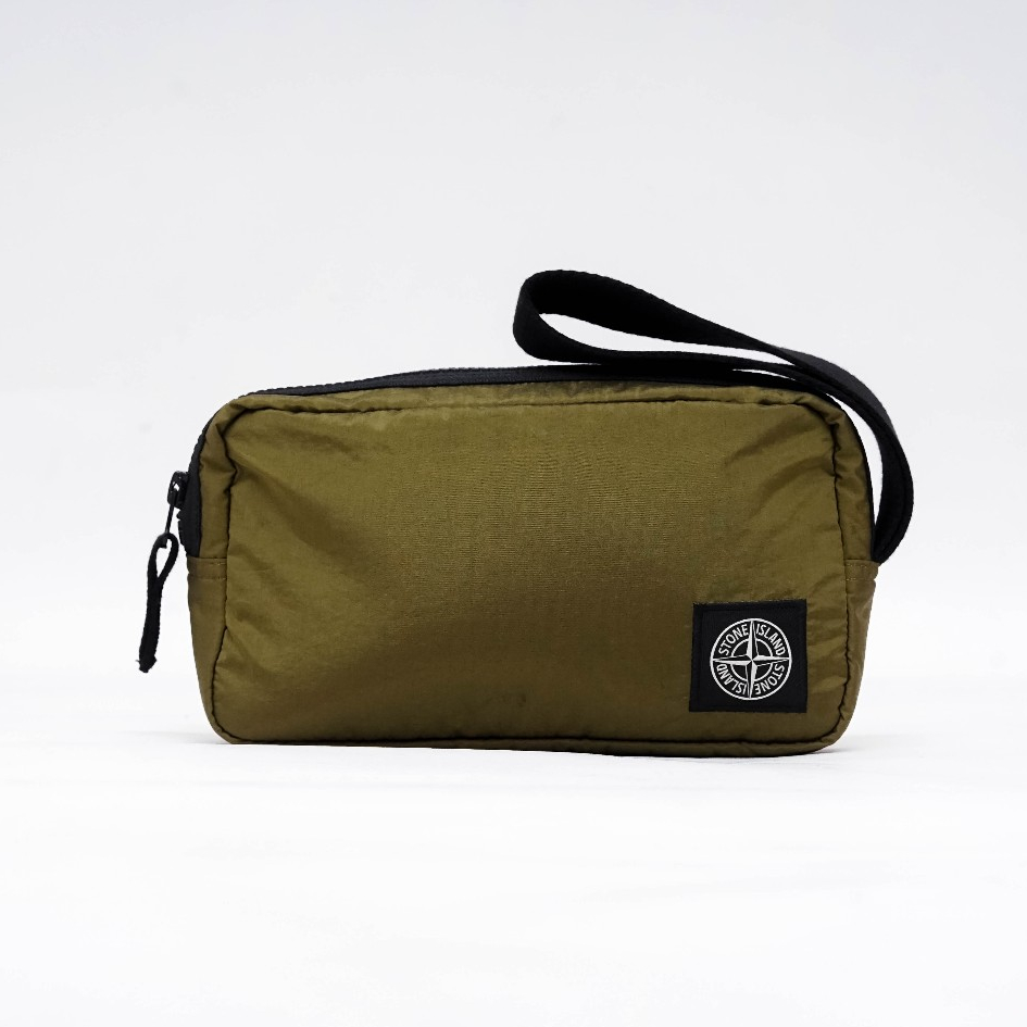 STONE ISLAND LOGO PATCH GREEN WAIST BAG