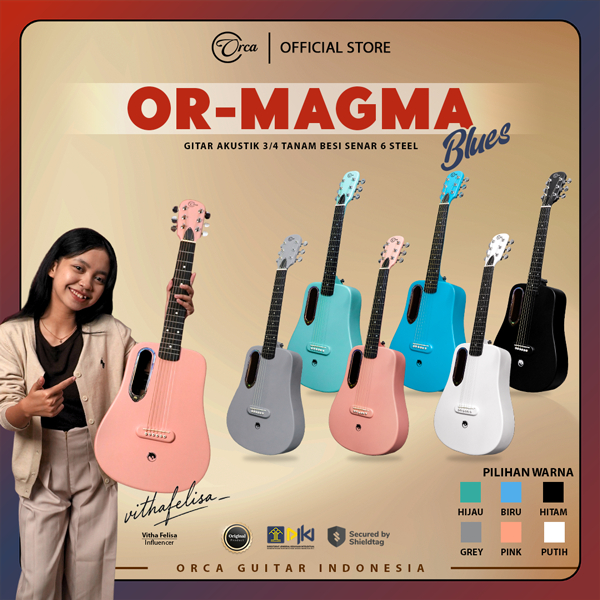 ORCA Gitar Akustik 3/4 Tanam Besi ( OR - MAGMA Blues ) Senar 6 Steel