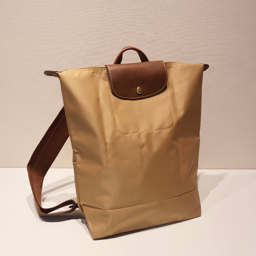 Longchamp le pliage backpack in beige chamois