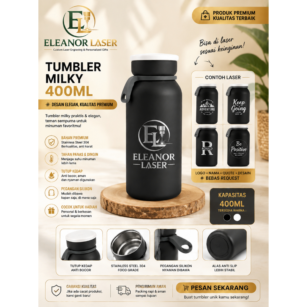 TUMBLER CUSTOM TUMBLER 400ML STEANLESS CANGKIR KOPI COFFE CUP