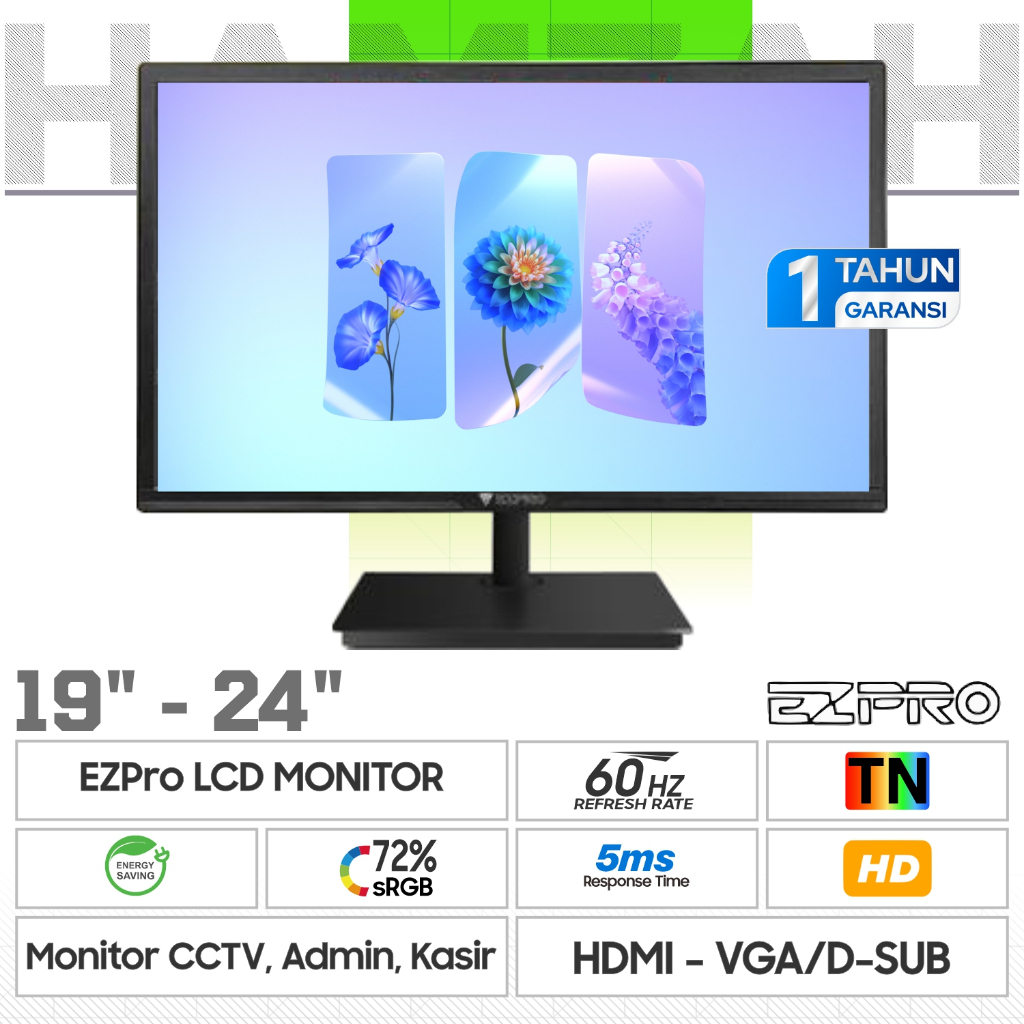 Monitor 24 Inch EZPRO LCD 24FHD | 22 Inch EZ-22FHD | 20 Inch EZ-20HD | 19 Inch EZ-19HD 75Hz HDMI VGA