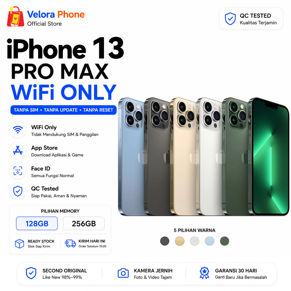Apple iPhone 13 Pro / 13 Pro Max WiFi Only 100% Original Second 128GB/256GB/512GB Mulus Fullset Coco