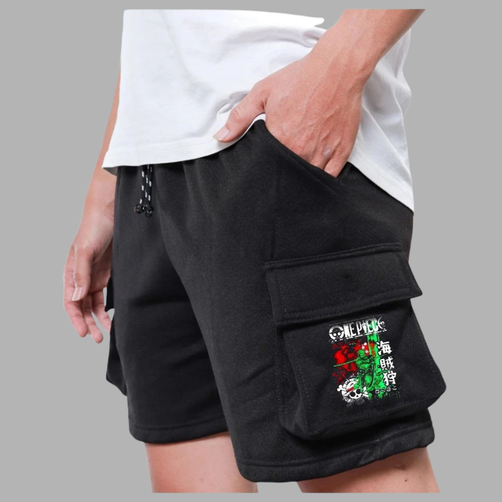 Celana Cargo Pendek Luffy Zoro / Shortpant Cargo Fleece