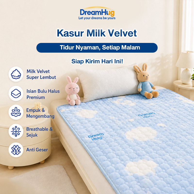 Matras Kasur Milk Flannel Lipat Hemat Tempat Ideal Untuk Apartemen Kecil dan Kamar Kost Tekstur Bulu