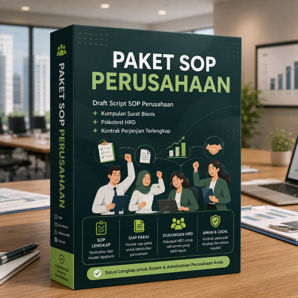 Draft Script SOP Perusahaan + Kumpulan Surat Bisnis + Psikotest HRD + Kontrak Perjanjian Terlengkap
