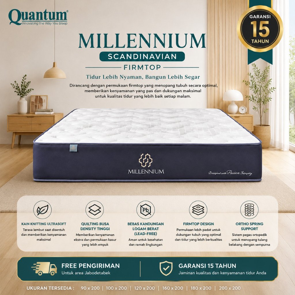 Kasur Quantum Mattress Millennium Scandinavian Pocket Spring Spring Bed