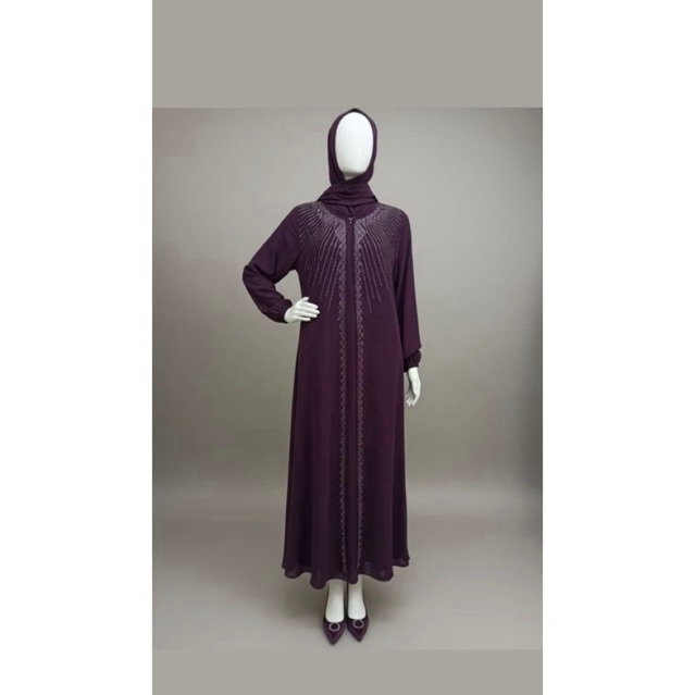 Gamis Abaya Ceruty Mix Swarovski - Dress Abaya Ceruty Viral MEWAH Baby Doll mix Swarovski - Gamis Bu