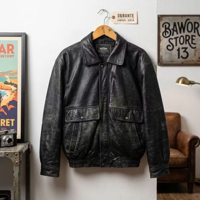 Bomber Vintage Flight Jacket Sheep Leather Boxy
