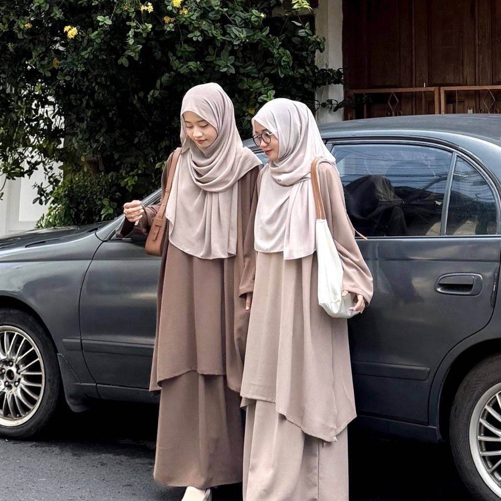 Haliza Setelan Abaya Tunik Blouse Set Rok Style Malaysia