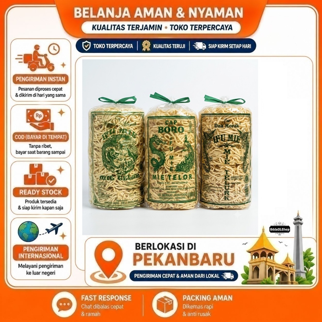 Mie Telur Ifu Mie Cap Dua Merak, Cap Boro, Naga Merak, Mi Kering, Kebutuhan Memasak 5 Keping, Halal