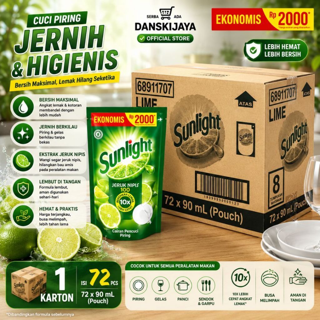 Sunlight 90ml murah 1 dus isi 72 pcs