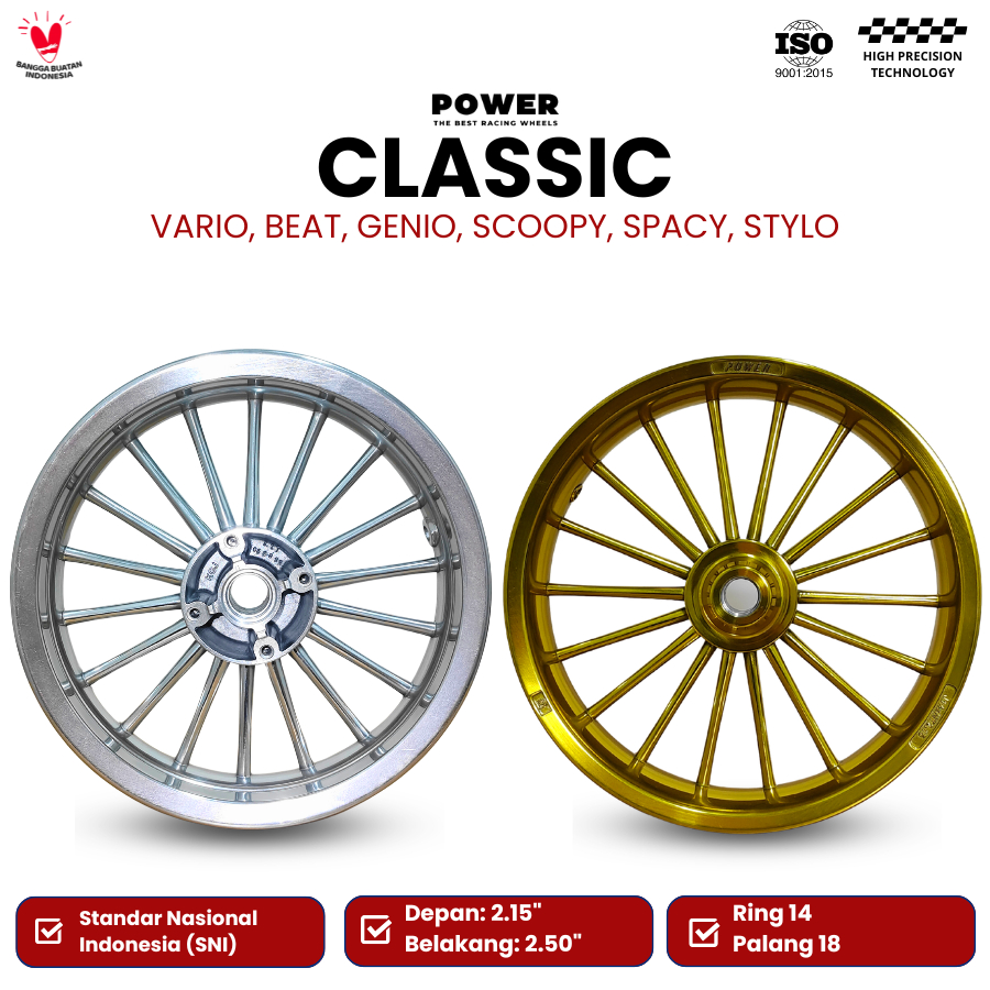 VELG CLASSIC RING 14 VARIO SCOOPY BEAT GENIO SPACY | VELG RACING MERK POWER