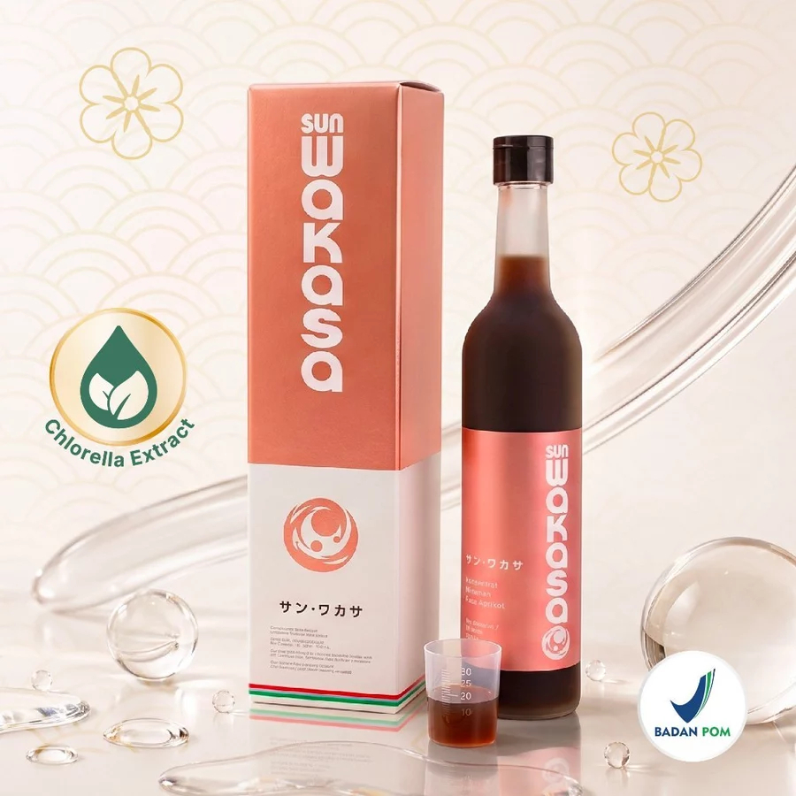 CNI Sun Wakasa 500 ml (Kemasan Baru) - Suplemen Chlorella Growth Factor Extract dengan Madu & Apriko