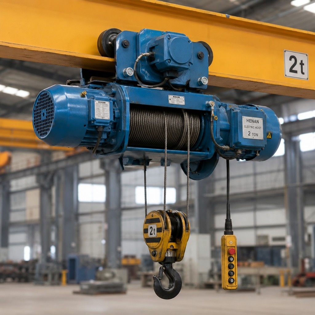 Single Girder Crane Wire Rope Hoist Industri dengan Electric Trolley untuk Overhead Crane Girder Tun