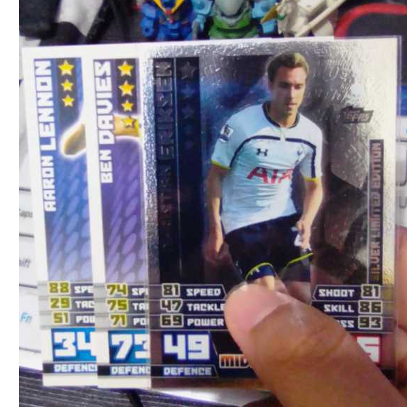 Bundle 3 pcs Kartu Premier League Match Attax 2014/2015 Tottenham Hotspur LE5 Christian Eriksen Silv