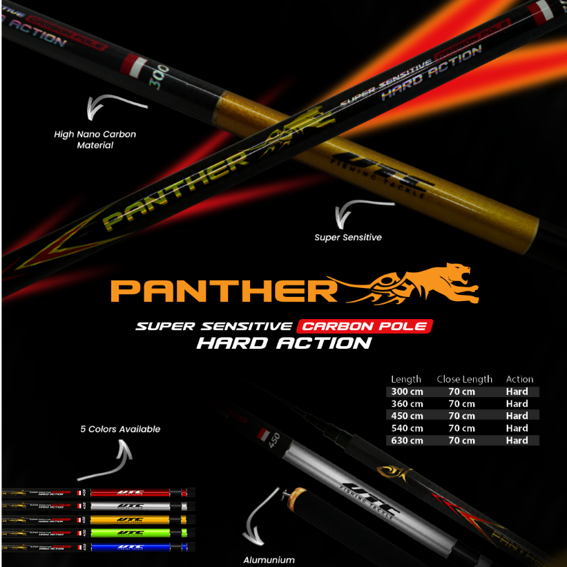 UTC PANTHER Size 3 m | Carbon Pole Rod | Joran Tegek Karbon | Hard Action | GROSIR 3 - 5 pcs