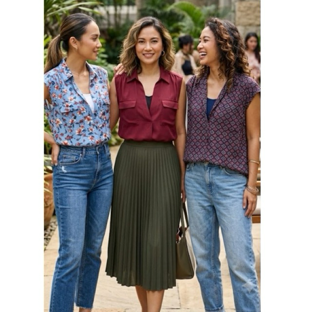 atasan wanita roz&ali polos dan print floral