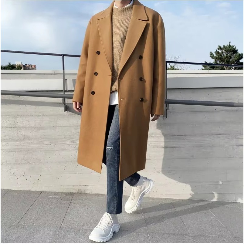 Jas jubah blazer panjang pria keren long coat selutut terbaru
