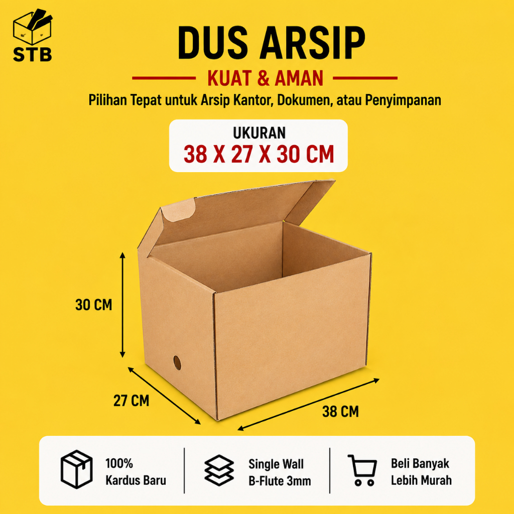 38 X 27 X 30 CM KARDUS ARSIP ARCHIVE BOX FILE DOKUMEN KARTON TEBAL