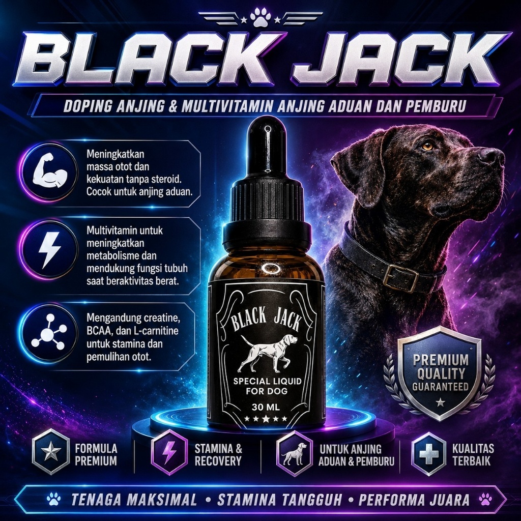 BLACK JACK Doping Anjing Multivitamin Anjing Suplemen Stamina Vitalitas Performa Anjing 30ml - ORIGI
