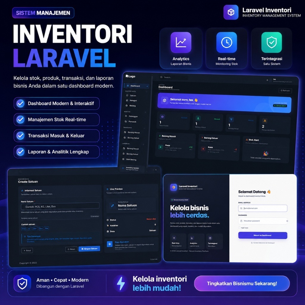 Aplikasi Inventory Barang | Source Code Stok Gudang | Barang Masuk & Keluar | Laravel MySQL