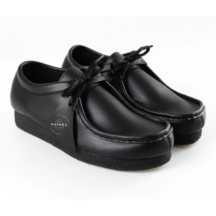 Sepatu Kasual Pria Wallabee - Shoes Clark Spatu Chunky Pantopel Unisex Hitam